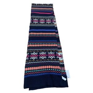 Talbots Colorful Patterned Knit Scarf‎ Multicolor Striped Warm Winter Accessory